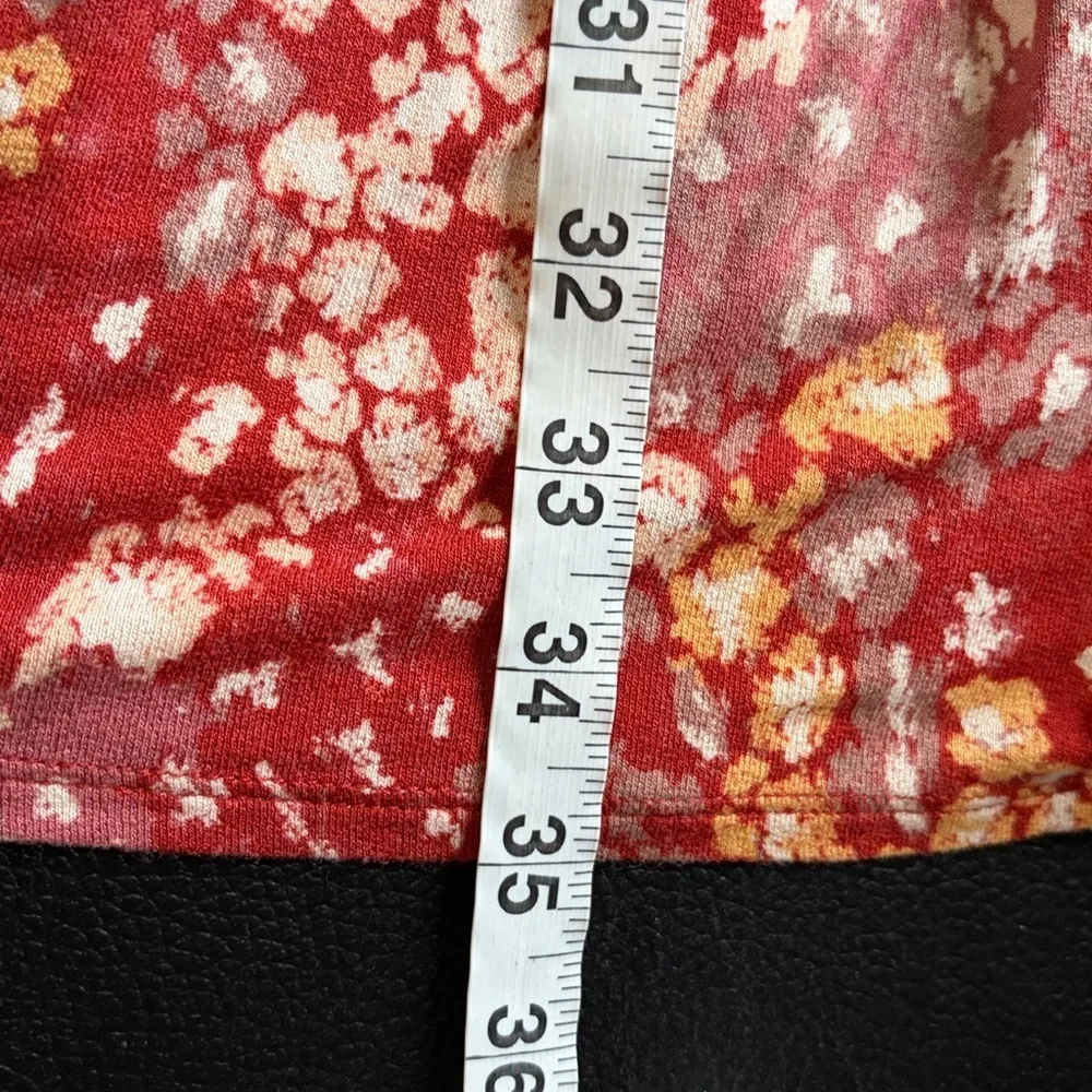 Free People Heartbeats Red Mini Dress Long Sleeve Rust Floral Mini Boho Sz M